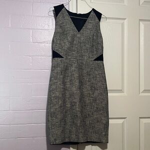 Elegant Gray and Navy Blue Sleeveless Dress